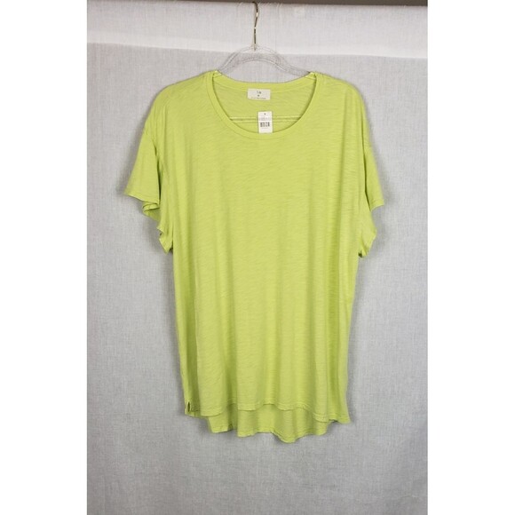 Anthropologie T.La Women's Green Flutter Sleeve Tee Top XL Casual Slub Summer - Picture 1 of 5